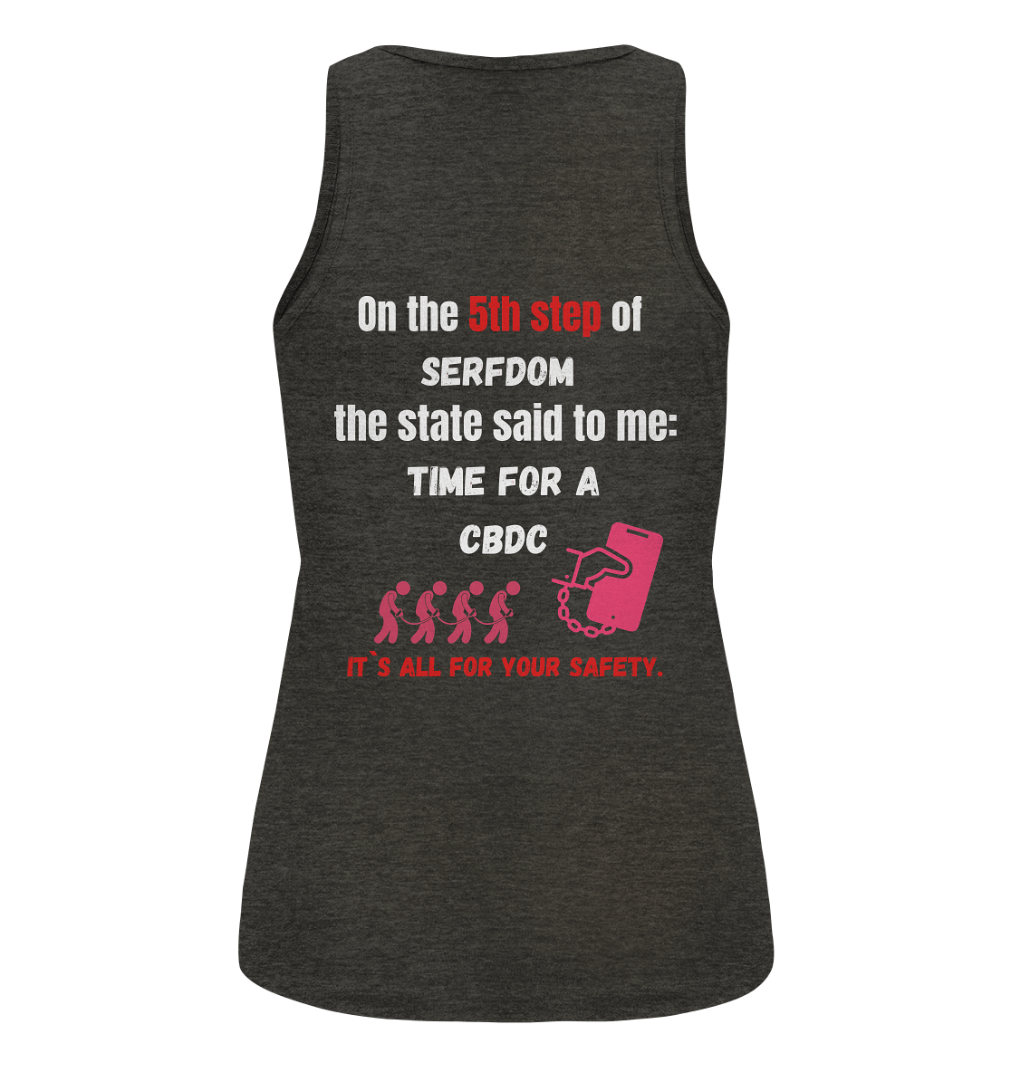 5th step of serfdom the state said to me: TIME FOR A CBDC # RÜCKENDRUCK # (Ladies Collection 21% Rabatt bis zum Halving 2024) - Ladies Organic Tank-Top
