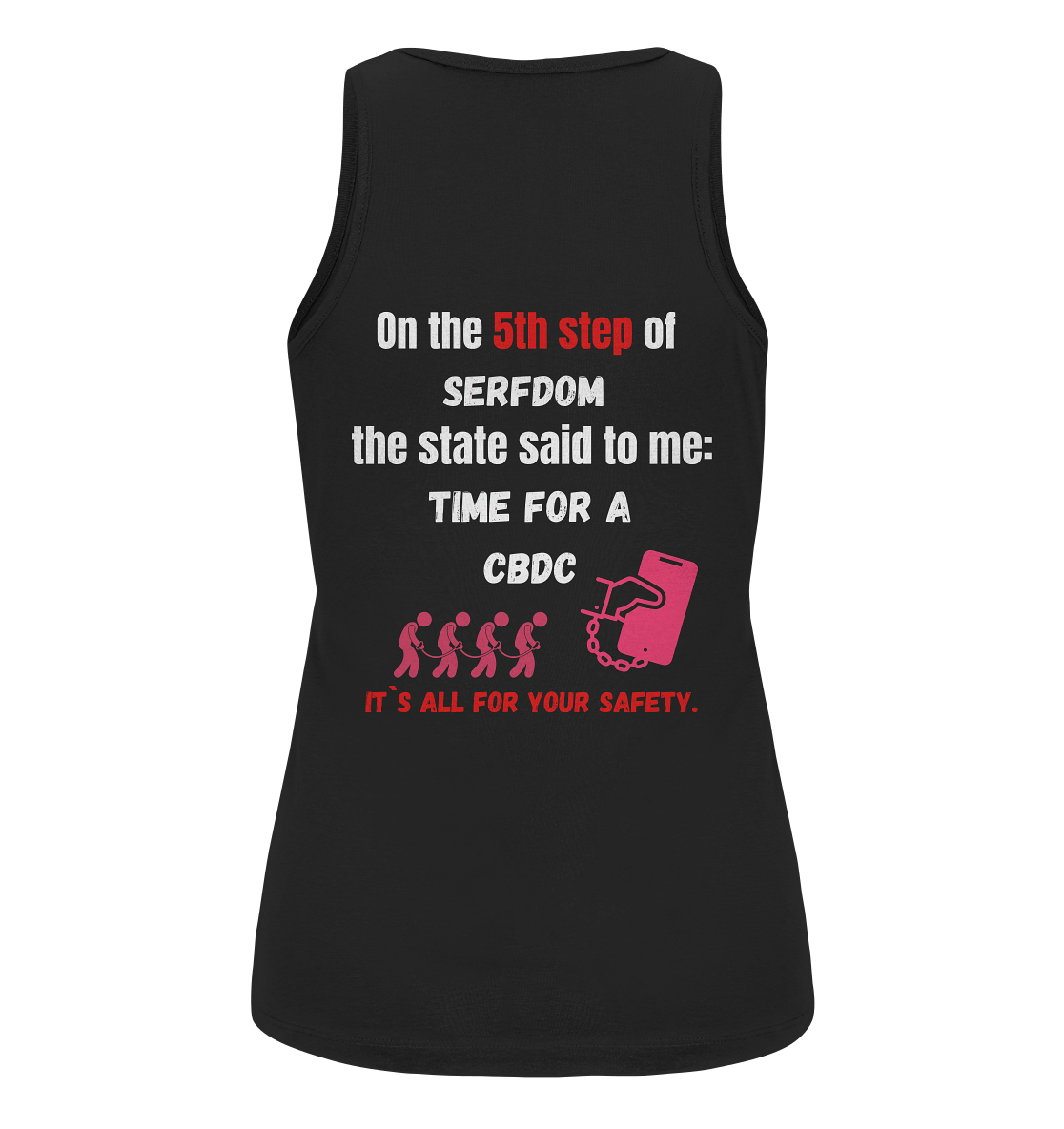 5th step of serfdom the state said to me: TIME FOR A CBDC # RÜCKENDRUCK # (Ladies Collection 21% Rabatt bis zum Halving 2024) - Ladies Organic Tank-Top