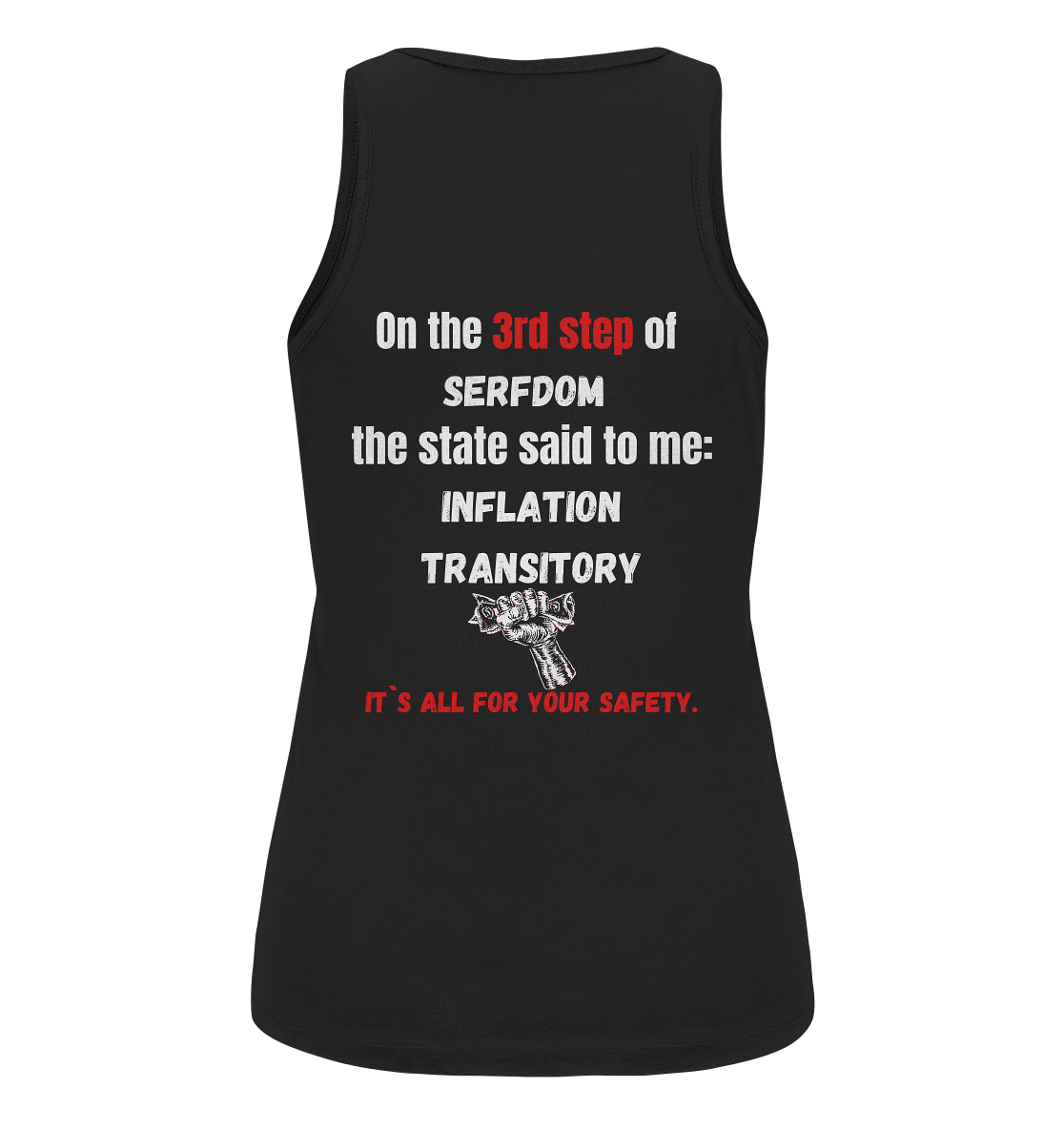 3rd step of serfdom the state said to me: INFLATION TRANSITORY # RÜCKENDRUCK # (Ladies Collection 21% Rabatt bis zum Halving 2024) - Ladies Organic Tank-Top