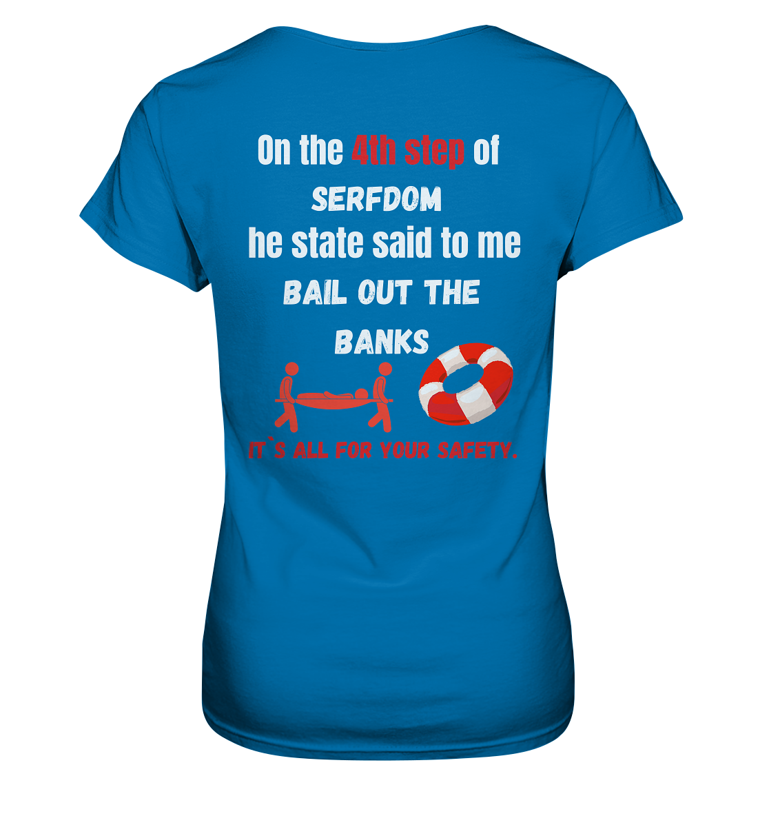 4th step of serfdom the state said to me: BAIL OUT THE BANKS # RÜCKENDRUCK # (Ladies Collection 21% Rabatt bis zum Halving 2024) - Ladies Premium Shirt