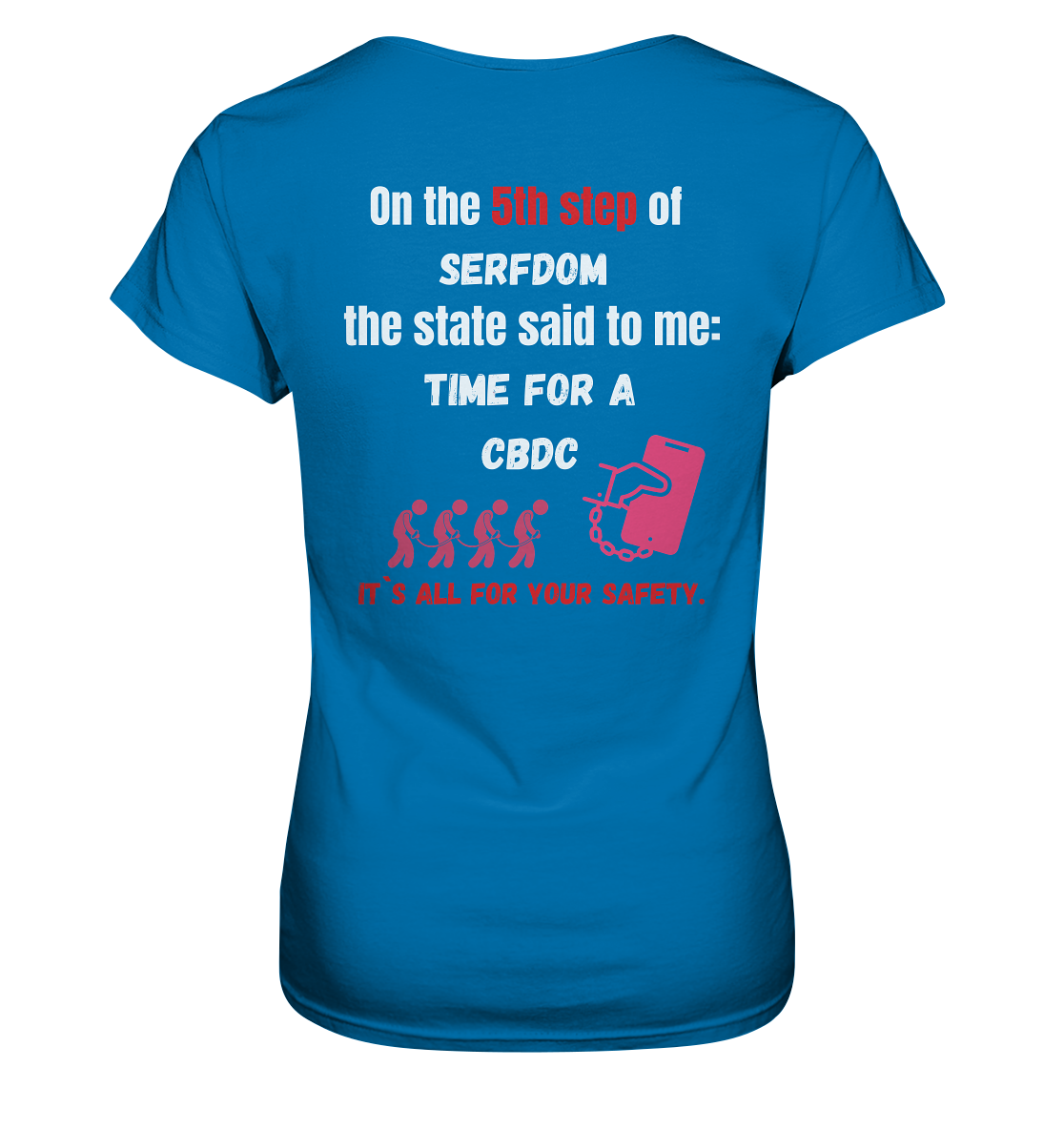 5th step of serfdom the state said to me: TIME FOR A CBDC # RÜCKENDRUCK # (Ladies Collection 21% Rabatt bis zum Halving 2024) - Ladies Premium Shirt