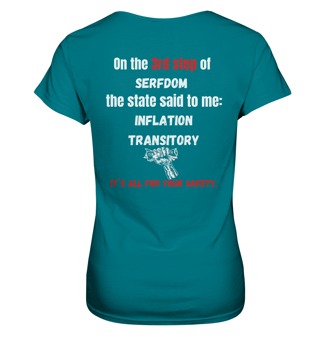 3rd step of serfdom the state said to me: INFLATION TRANSITORY # RÜCKENDRUCK # (Ladies Collection 21% Rabatt bis zum Halving 2024) - Ladies Premium Shirt