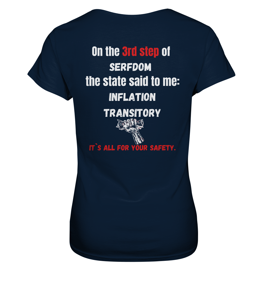 3rd step of serfdom the state said to me: INFLATION TRANSITORY # RÜCKENDRUCK # (Ladies Collection 21% Rabatt bis zum Halving 2024) - Ladies Premium Shirt