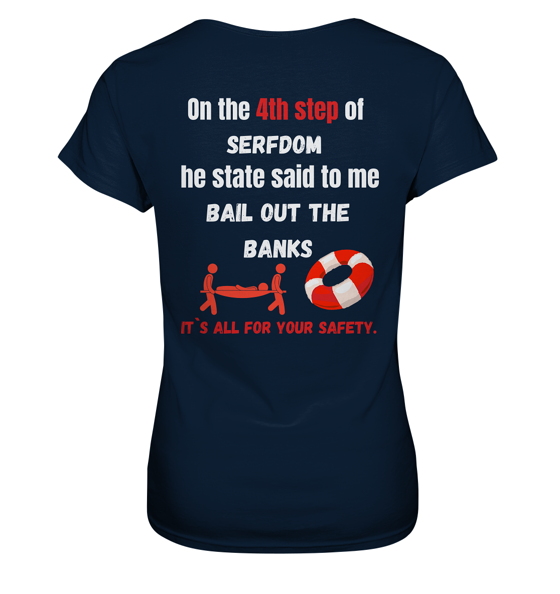 4th step of serfdom the state said to me: BAIL OUT THE BANKS # RÜCKENDRUCK # (Ladies Collection 21% Rabatt bis zum Halving 2024) - Ladies Premium Shirt