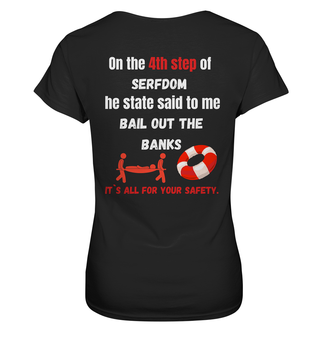 4th step of serfdom the state said to me: BAIL OUT THE BANKS # RÜCKENDRUCK # (Ladies Collection 21% Rabatt bis zum Halving 2024) - Ladies Premium Shirt