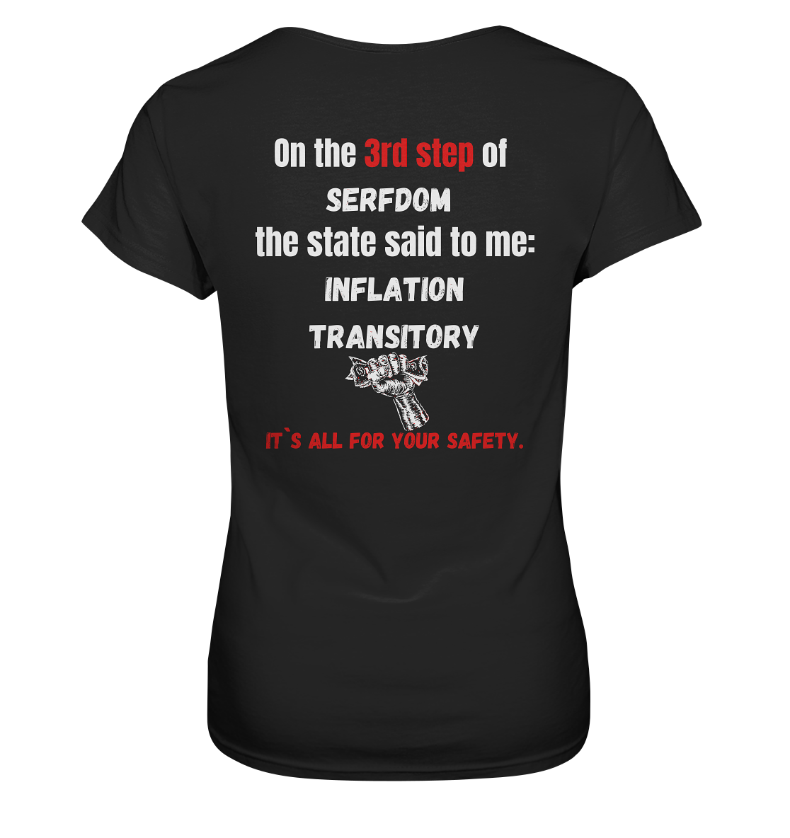 3rd step of serfdom the state said to me: INFLATION TRANSITORY # RÜCKENDRUCK # (Ladies Collection 21% Rabatt bis zum Halving 2024) - Ladies Premium Shirt