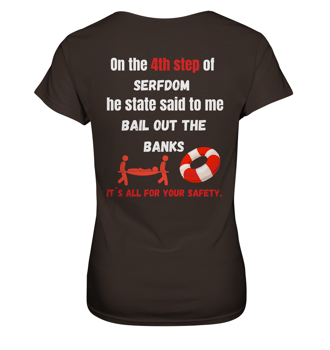 4th step of serfdom the state said to me: BAIL OUT THE BANKS # RÜCKENDRUCK # (Ladies Collection 21% Rabatt bis zum Halving 2024) - Ladies Premium Shirt
