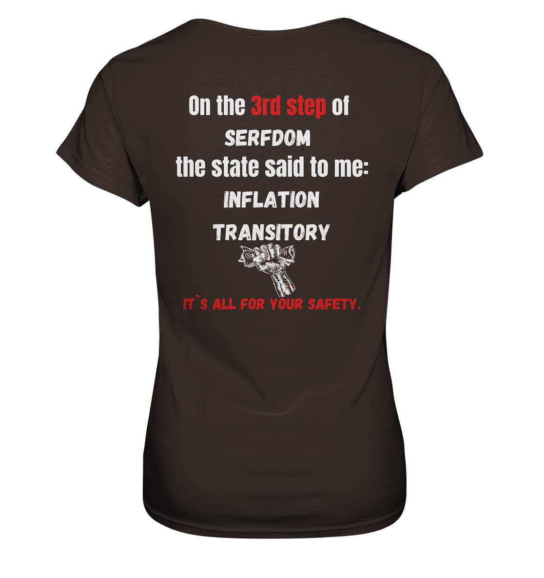 3rd step of serfdom the state said to me: INFLATION TRANSITORY # RÜCKENDRUCK # (Ladies Collection 21% Rabatt bis zum Halving 2024) - Ladies Premium Shirt