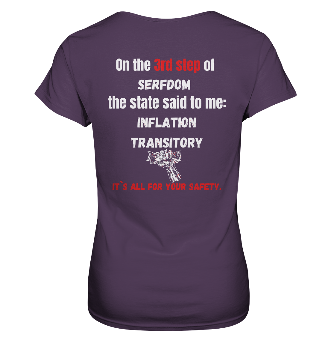 3rd step of serfdom the state said to me: INFLATION TRANSITORY # RÜCKENDRUCK # (Ladies Collection 21% Rabatt bis zum Halving 2024) - Ladies Premium Shirt
