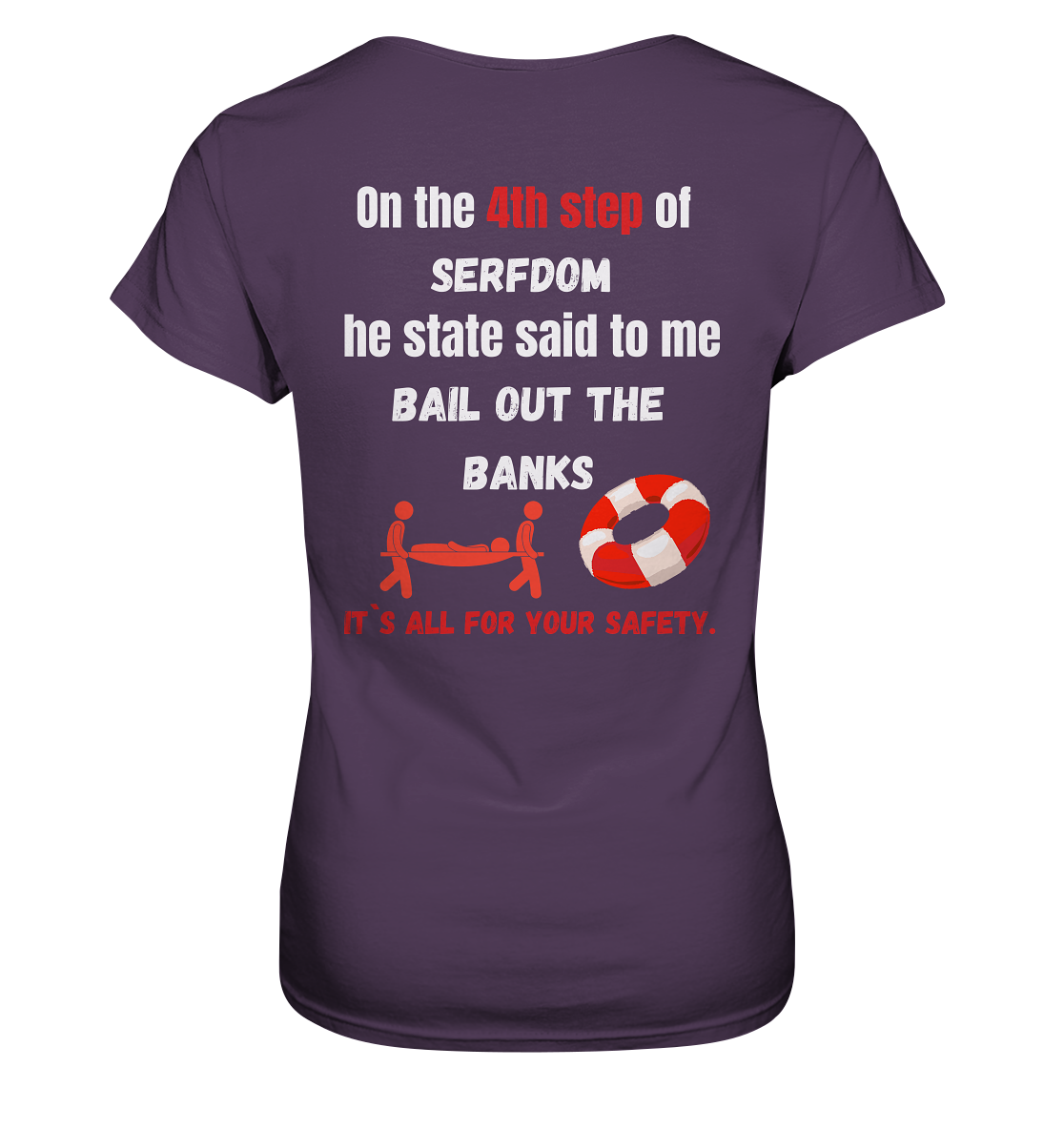 4th step of serfdom the state said to me: BAIL OUT THE BANKS # RÜCKENDRUCK # (Ladies Collection 21% Rabatt bis zum Halving 2024) - Ladies Premium Shirt