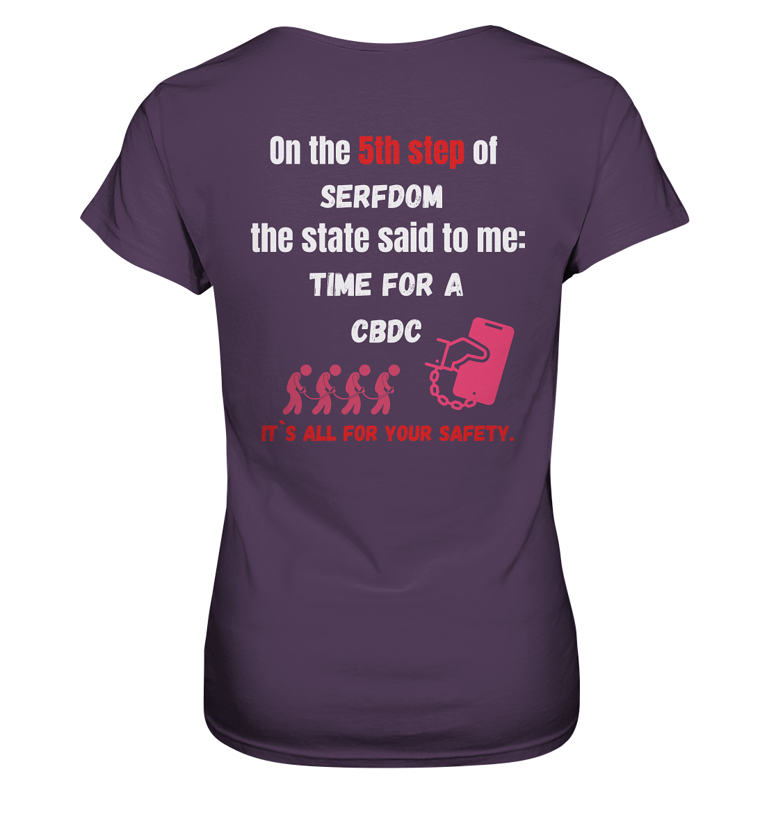 5th step of serfdom the state said to me: TIME FOR A CBDC # RÜCKENDRUCK # (Ladies Collection 21% Rabatt bis zum Halving 2024) - Ladies Premium Shirt