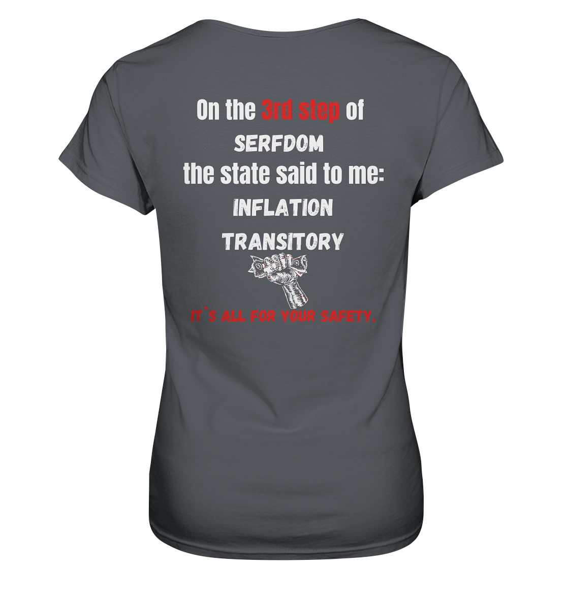 3rd step of serfdom the state said to me: INFLATION TRANSITORY # RÜCKENDRUCK # (Ladies Collection 21% Rabatt bis zum Halving 2024) - Ladies Premium Shirt