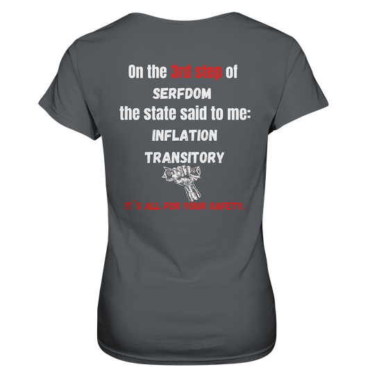3rd step of serfdom the state said to me: INFLATION TRANSITORY # RÜCKENDRUCK # (Ladies Collection 21% Rabatt bis zum Halving 2024) - Ladies Premium Shirt