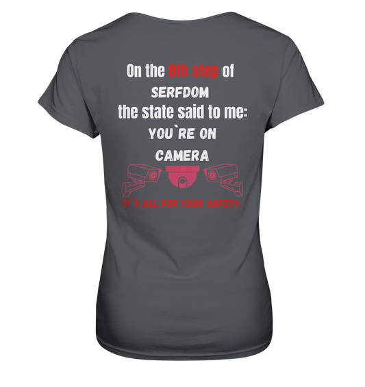 8th step of serfdom the state said to me: YOU`RE ON CAMERA # RÜCKENDRUCK # (Ladies Collection 21% Rabatt bis zum Halving 2024) - Ladies Premium Shirt