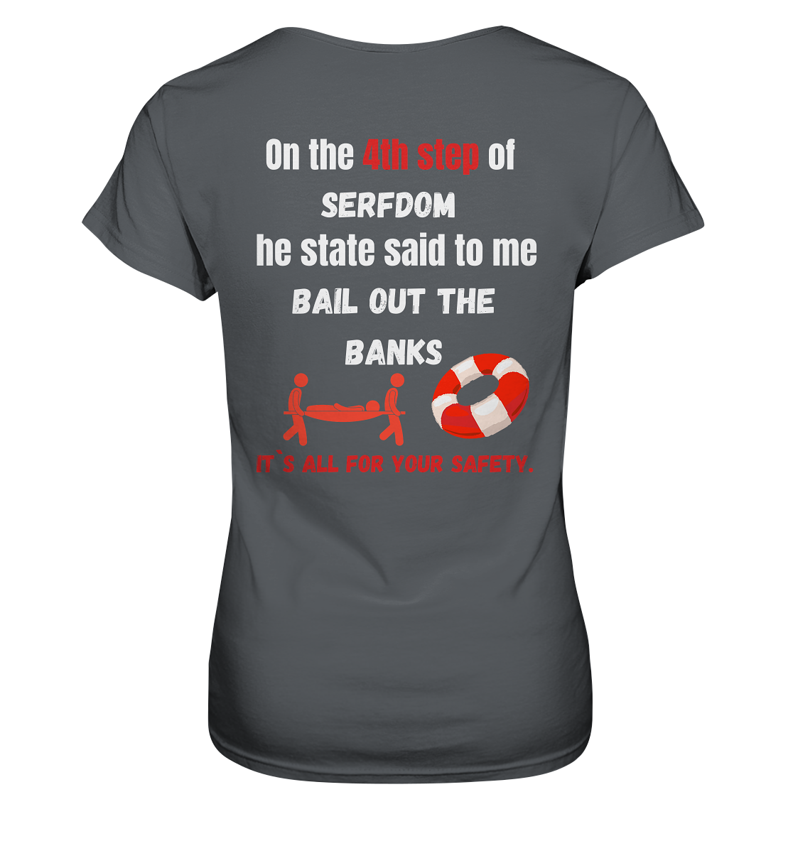 4th step of serfdom the state said to me: BAIL OUT THE BANKS # RÜCKENDRUCK # (Ladies Collection 21% Rabatt bis zum Halving 2024) - Ladies Premium Shirt