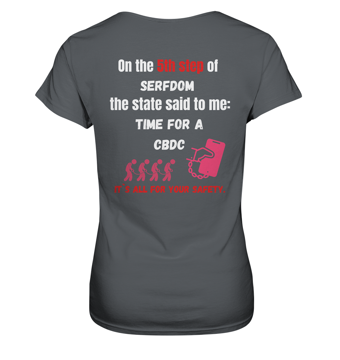 5th step of serfdom the state said to me: TIME FOR A CBDC # RÜCKENDRUCK # (Ladies Collection 21% Rabatt bis zum Halving 2024) - Ladies Premium Shirt