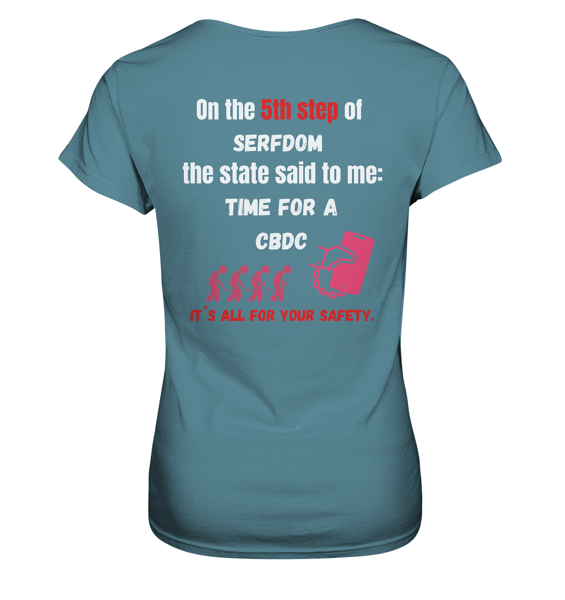 5th step of serfdom the state said to me: TIME FOR A CBDC # RÜCKENDRUCK # (Ladies Collection 21% Rabatt bis zum Halving 2024) - Ladies Premium Shirt
