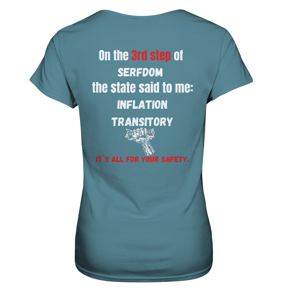 3rd step of serfdom the state said to me: INFLATION TRANSITORY # RÜCKENDRUCK # (Ladies Collection 21% Rabatt bis zum Halving 2024) - Ladies Premium Shirt