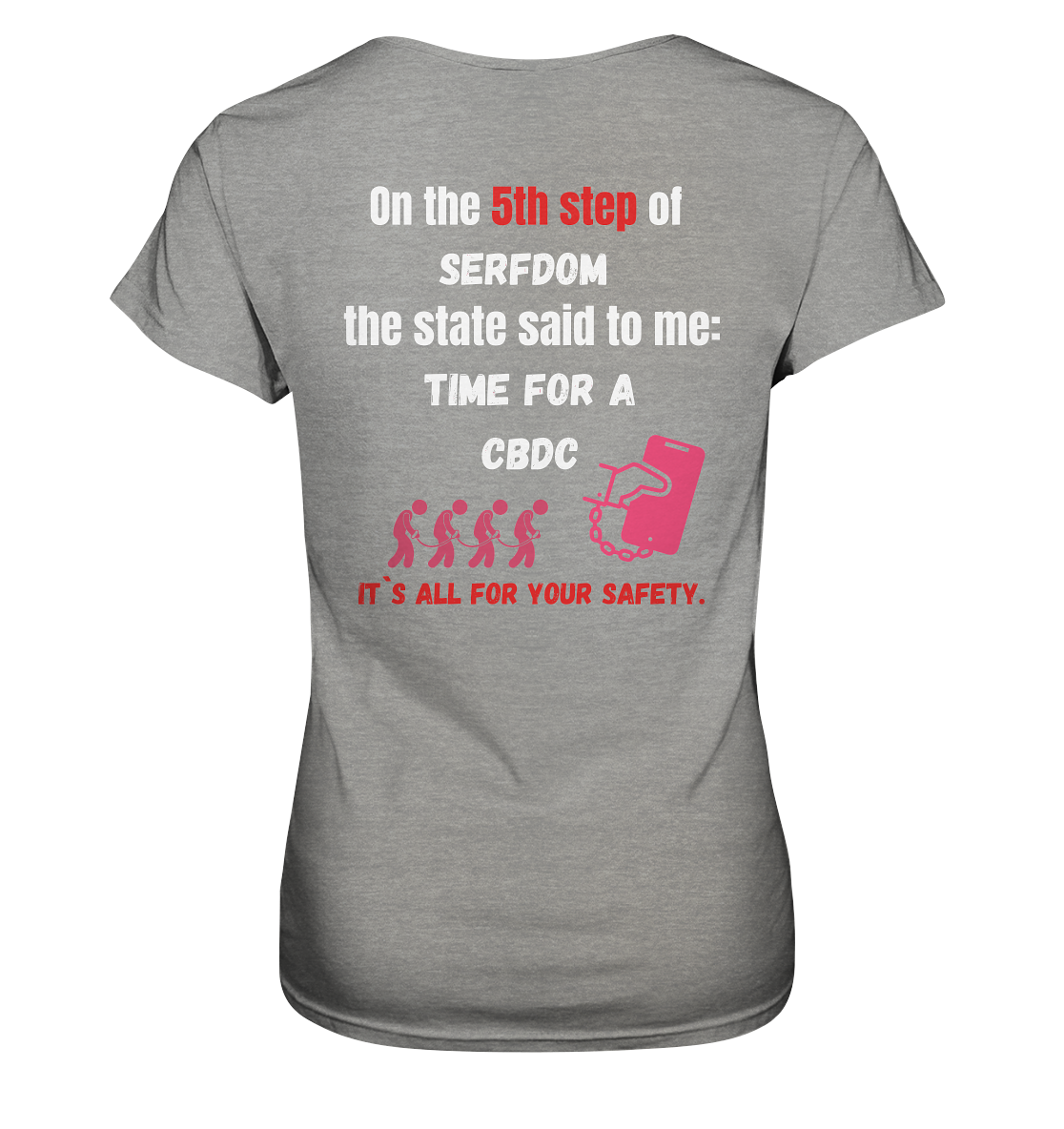 5th step of serfdom the state said to me: TIME FOR A CBDC # RÜCKENDRUCK # (Ladies Collection 21% Rabatt bis zum Halving 2024) - Ladies Premium Shirt