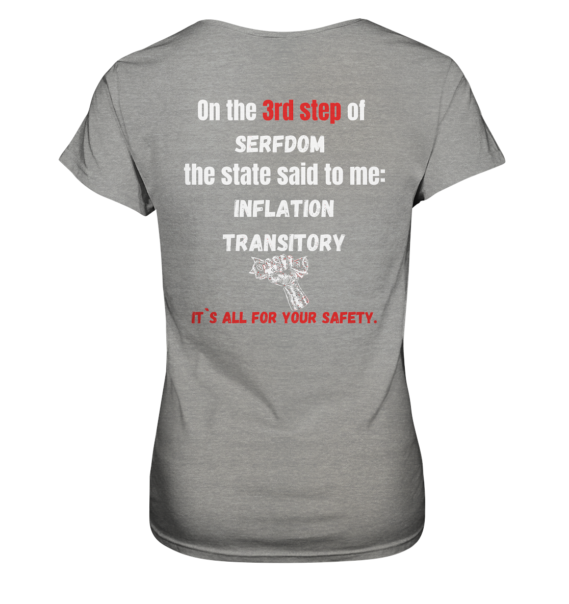 3rd step of serfdom the state said to me: INFLATION TRANSITORY # RÜCKENDRUCK # (Ladies Collection 21% Rabatt bis zum Halving 2024) - Ladies Premium Shirt
