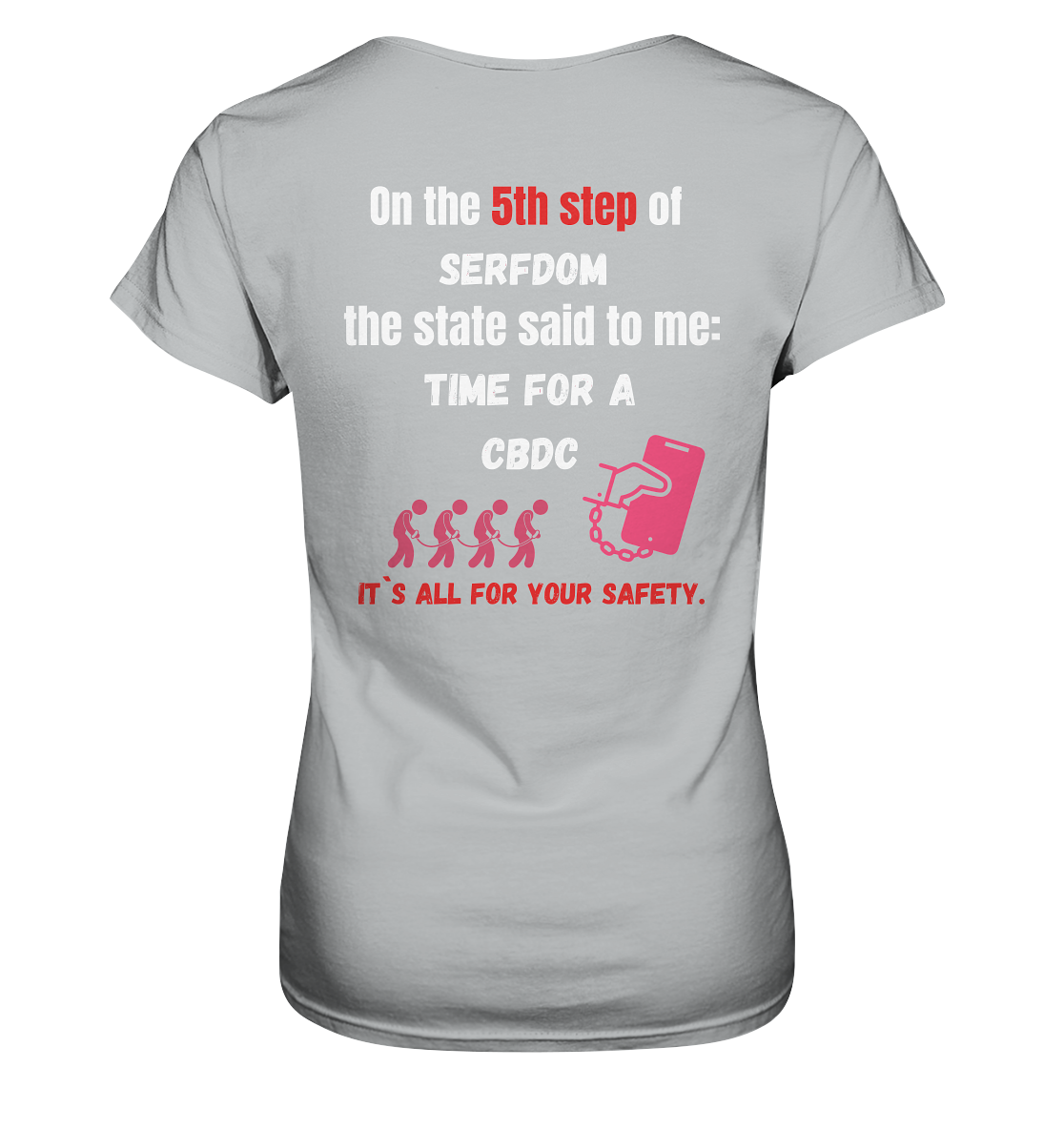 5th step of serfdom the state said to me: TIME FOR A CBDC # RÜCKENDRUCK # (Ladies Collection 21% Rabatt bis zum Halving 2024) - Ladies Premium Shirt