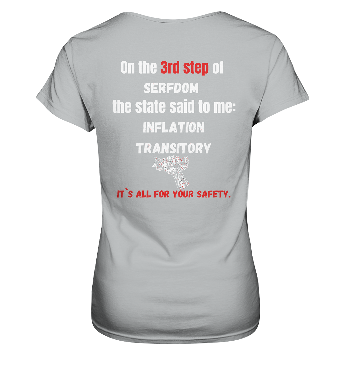 3rd step of serfdom the state said to me: INFLATION TRANSITORY # RÜCKENDRUCK # (Ladies Collection 21% Rabatt bis zum Halving 2024) - Ladies Premium Shirt
