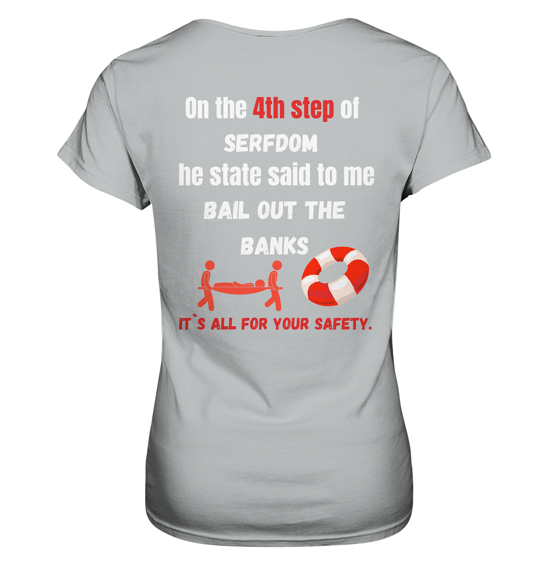 4th step of serfdom the state said to me: BAIL OUT THE BANKS # RÜCKENDRUCK # (Ladies Collection 21% Rabatt bis zum Halving 2024) - Ladies Premium Shirt