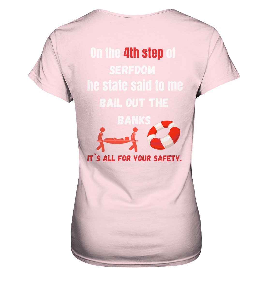4th step of serfdom the state said to me: BAIL OUT THE BANKS # RÜCKENDRUCK # (Ladies Collection 21% Rabatt bis zum Halving 2024) - Ladies Premium Shirt