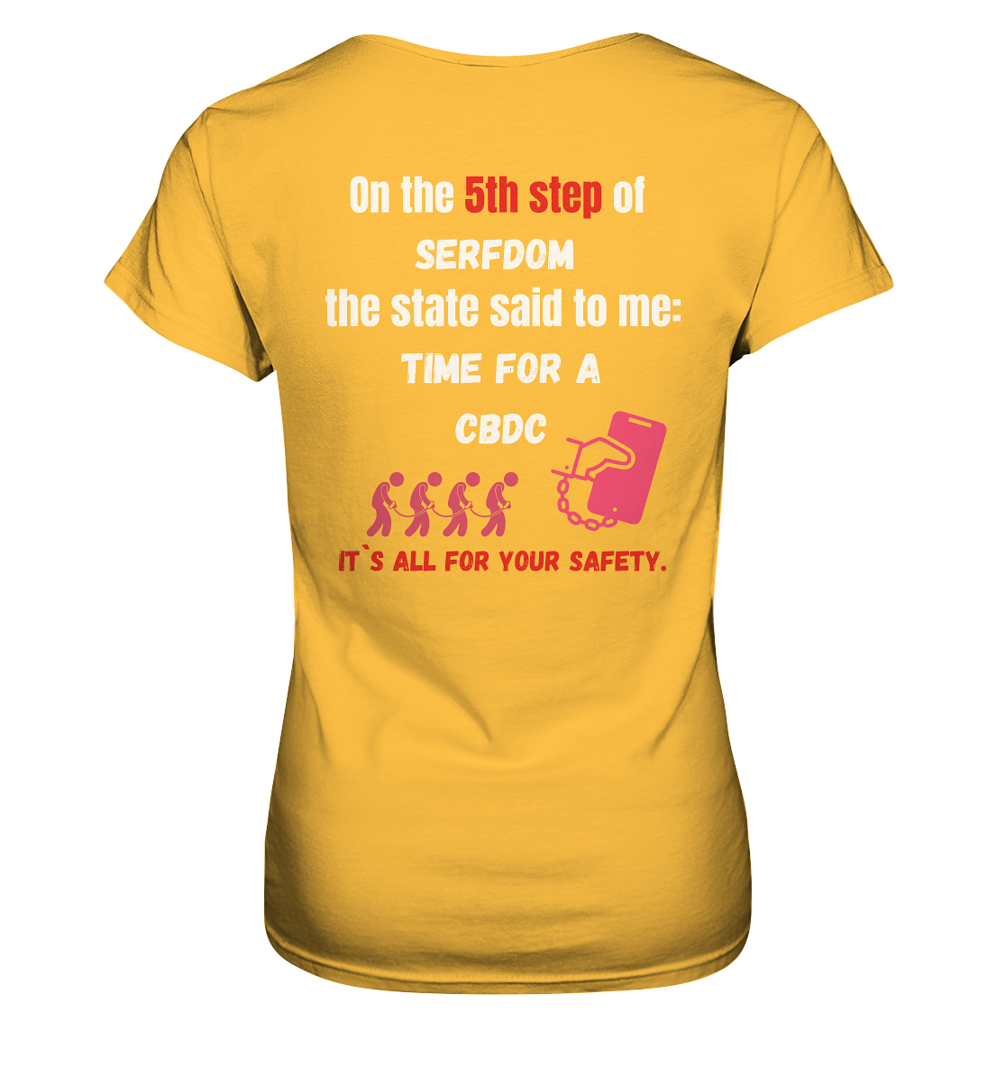 5th step of serfdom the state said to me: TIME FOR A CBDC # RÜCKENDRUCK # (Ladies Collection 21% Rabatt bis zum Halving 2024) - Ladies Premium Shirt