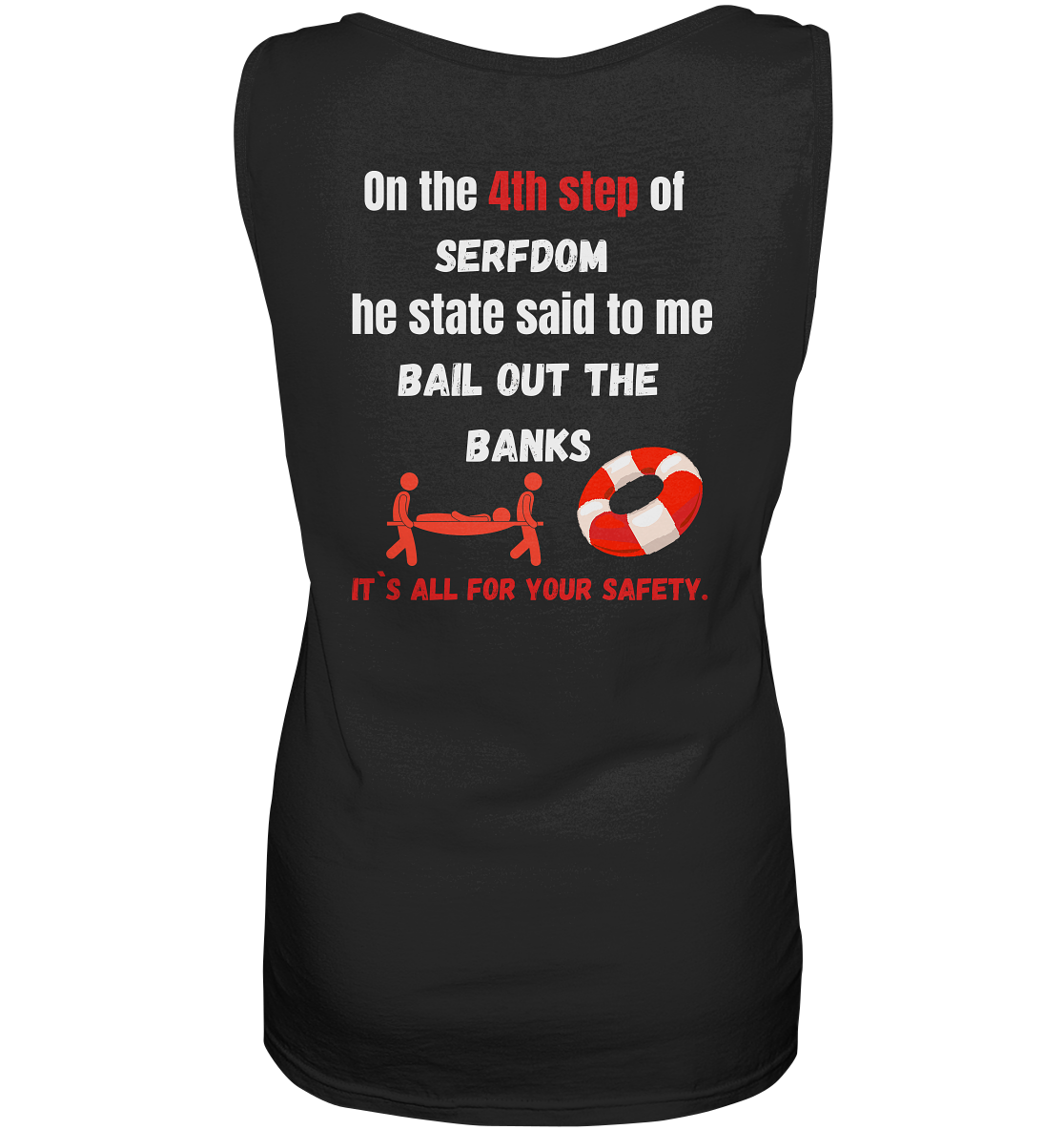 4th step of serfdom the state said to me: BAIL OUT THE BANKS # RÜCKENDRUCK # (Ladies Collection 21% Rabatt bis zum Halving 2024) - Ladies Tank-Top