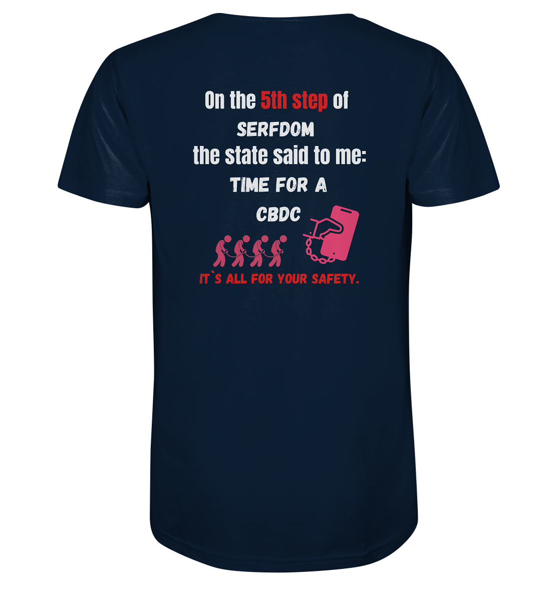 5th step of serfdom - TIME FOR A CBDC - RÜCKENDRUCK (Herren, Men) - Mens Organic V-Neck Shirt