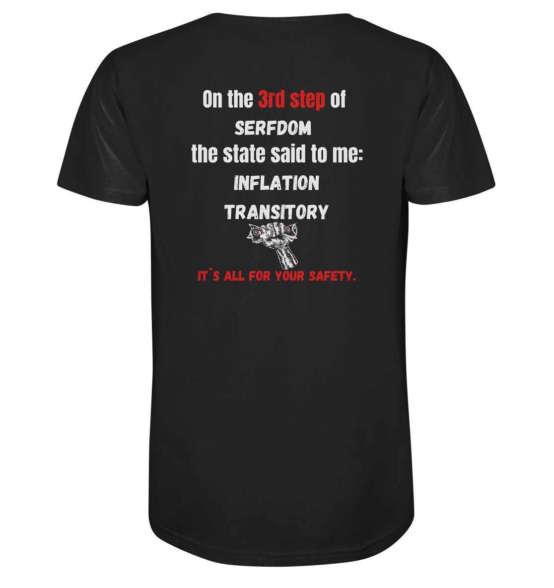 3rd step of serfdom - INFLATION TRANSITORY - RÜCKENDRUCK (Herren, Men)  - Mens Organic V-Neck Shirt