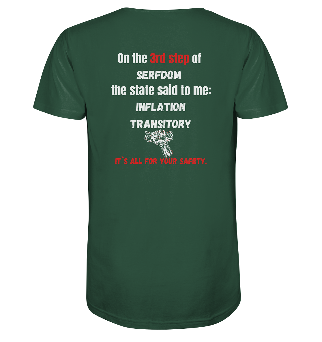 3rd step of serfdom - INFLATION TRANSITORY - RÜCKENDRUCK (Herren, Men)  - Organic Shirt