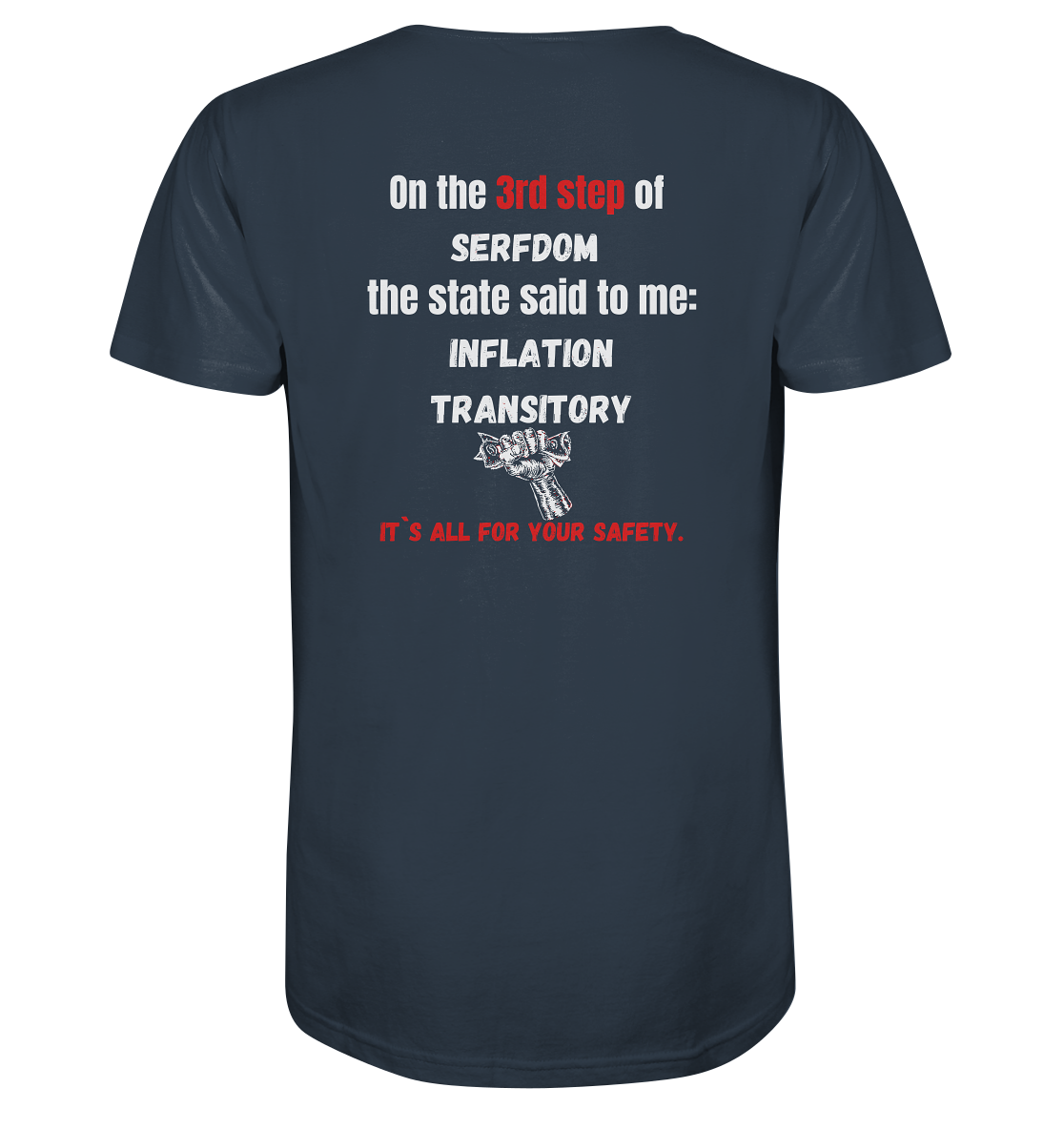 3rd step of serfdom - INFLATION TRANSITORY - RÜCKENDRUCK (Herren, Men)  - Organic Shirt