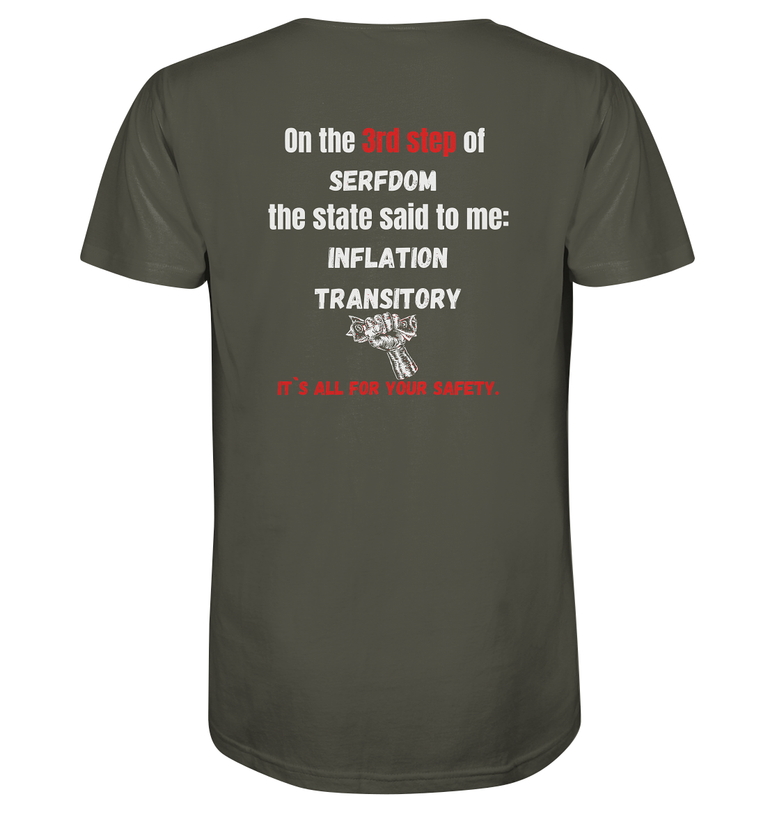 3rd step of serfdom - INFLATION TRANSITORY - RÜCKENDRUCK (Herren, Men)  - Organic Shirt