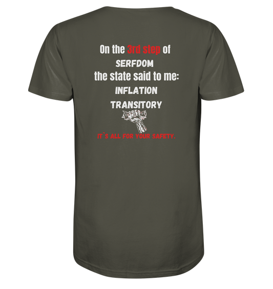 3rd step of serfdom - INFLATION TRANSITORY - RÜCKENDRUCK (Herren, Men)  - Organic Shirt