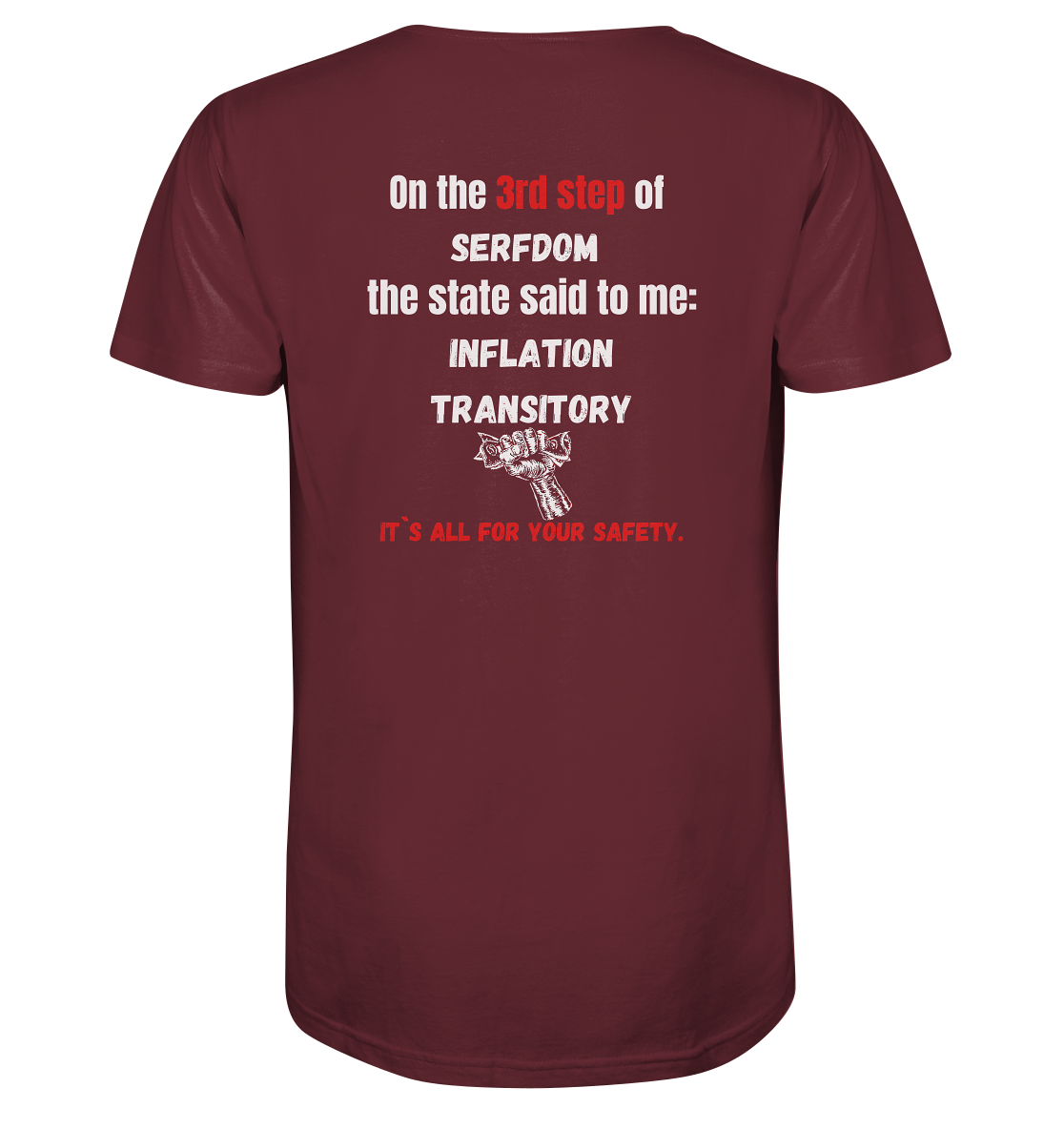3rd step of serfdom - INFLATION TRANSITORY - RÜCKENDRUCK (Herren, Men)  - Organic Shirt