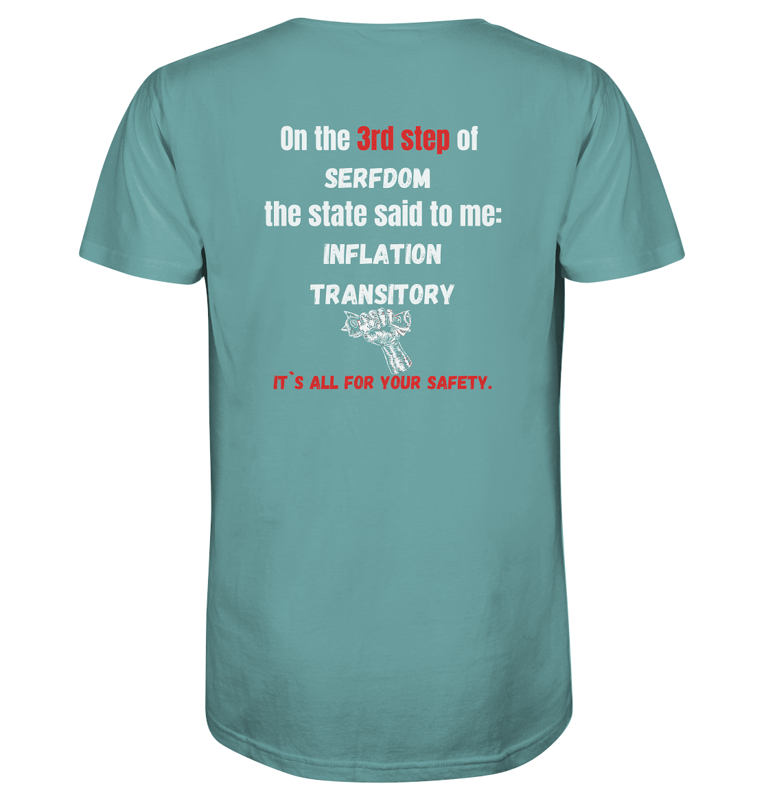 3rd step of serfdom - INFLATION TRANSITORY - RÜCKENDRUCK (Herren, Men)  - Organic Shirt