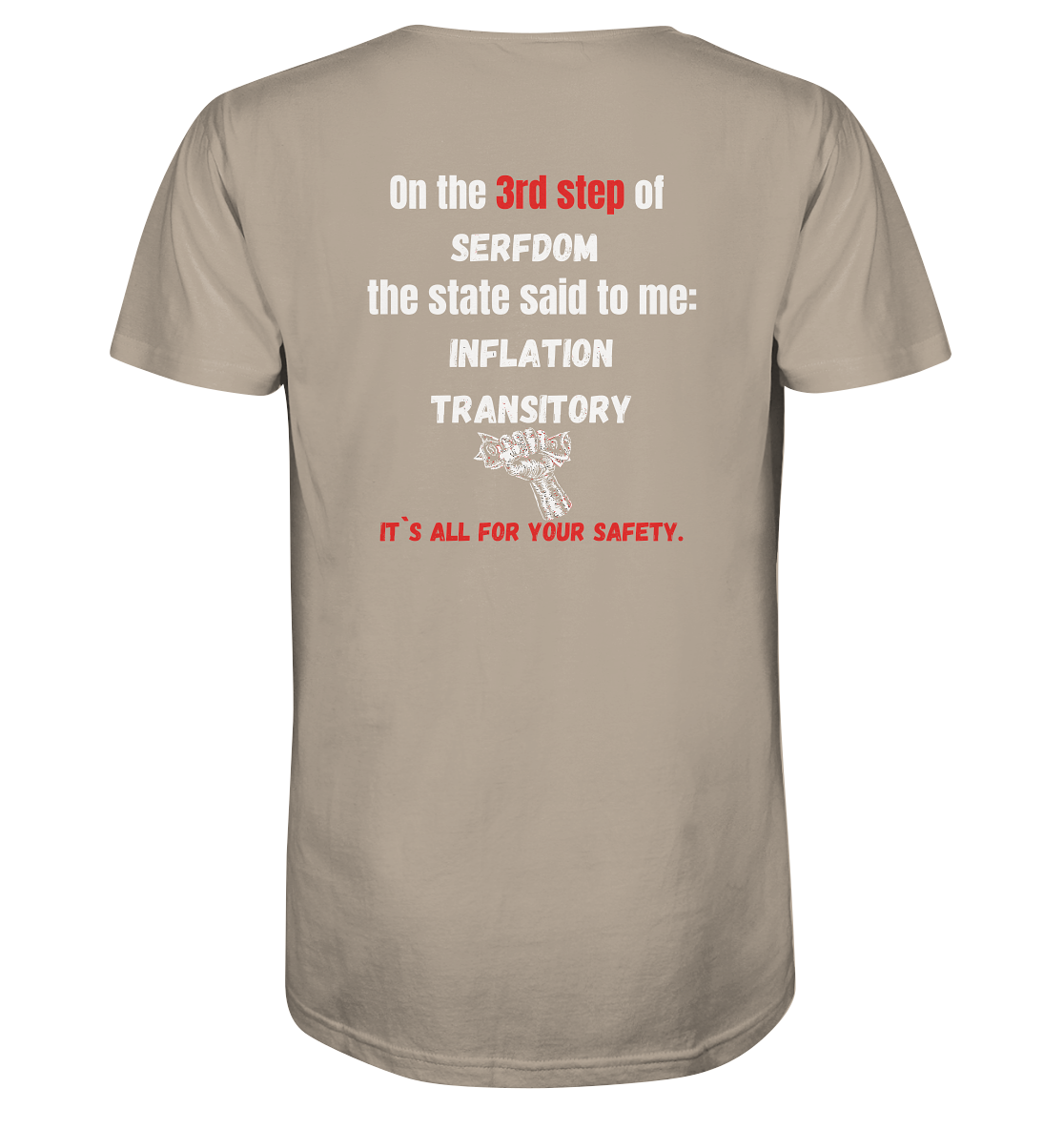 3rd step of serfdom - INFLATION TRANSITORY - RÜCKENDRUCK (Herren, Men)  - Organic Shirt