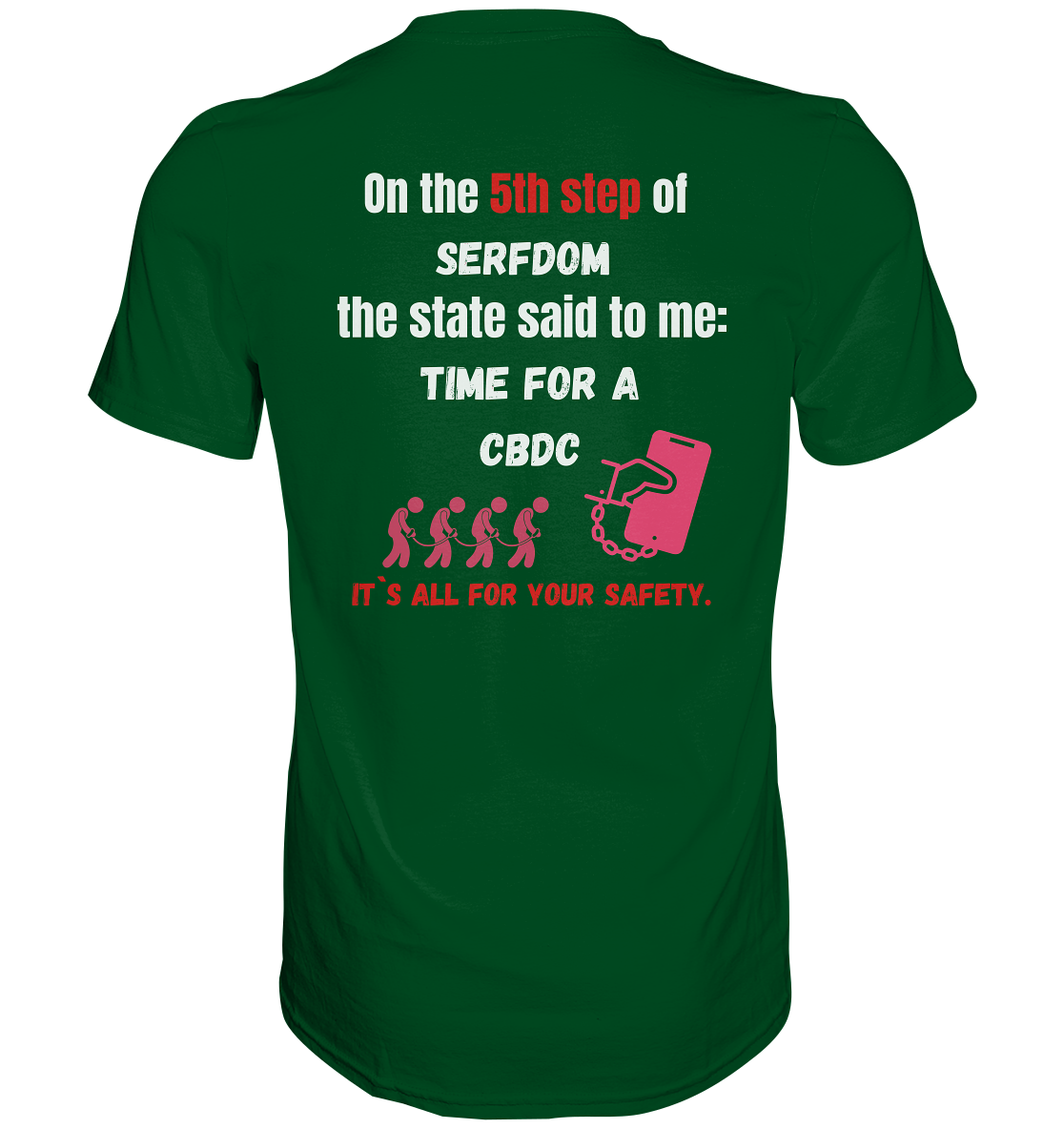 5th step of serfdom the state said to me: TIME FOR A CBDC # RÜCKENDRUCK # (Ladies Collection 21% Rabatt bis zum Halving 2024) - Premium Shirt