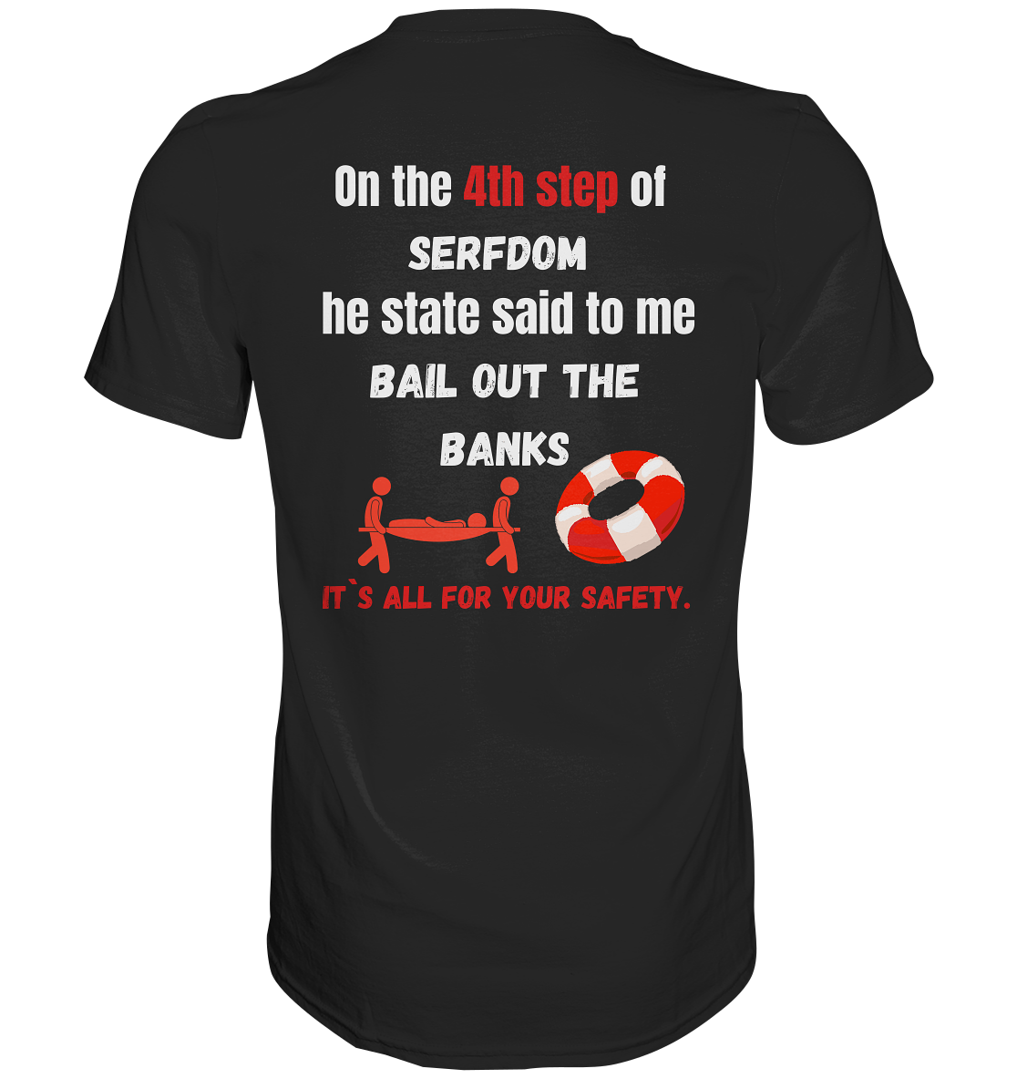 4th step of serfdom the state said to me: BAIL OUT THE BANKS # RÜCKENDRUCK # (Ladies Collection 21% Rabatt bis zum Halving 2024) - Premium Shirt