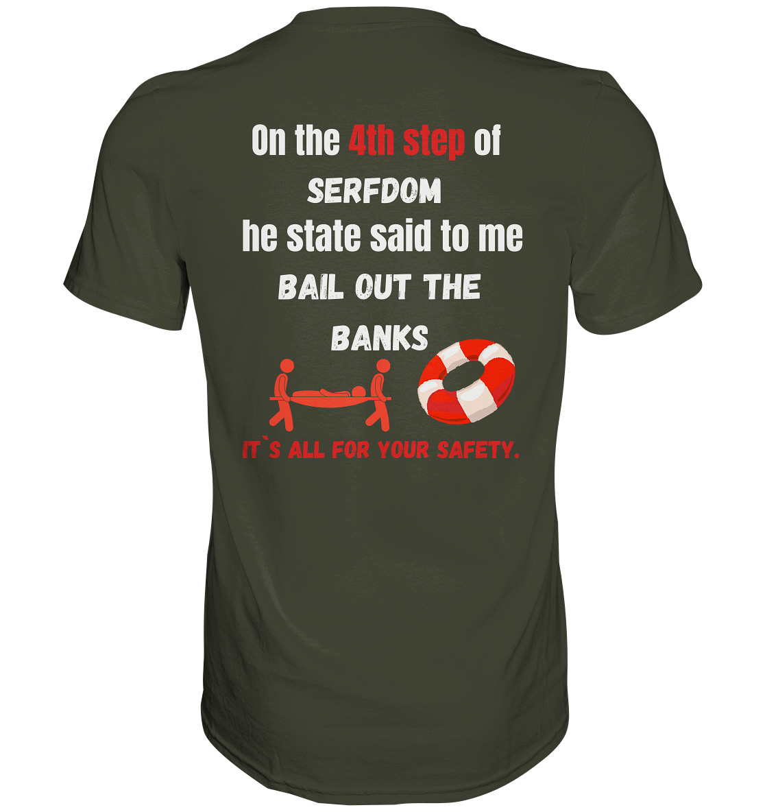 4th step of serfdom the state said to me: BAIL OUT THE BANKS # RÜCKENDRUCK # (Ladies Collection 21% Rabatt bis zum Halving 2024) - Premium Shirt