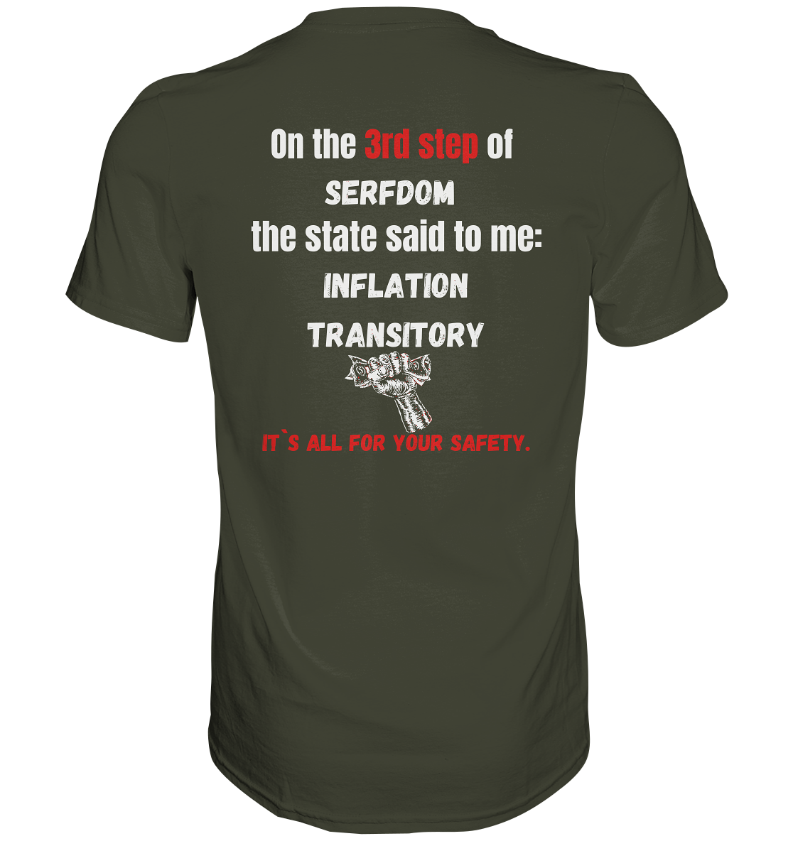 3rd step of serfdom the state said to me: INFLATION TRANSITORY # RÜCKENDRUCK # (Ladies Collection 21% Rabatt bis zum Halving 2024) - Premium Shirt