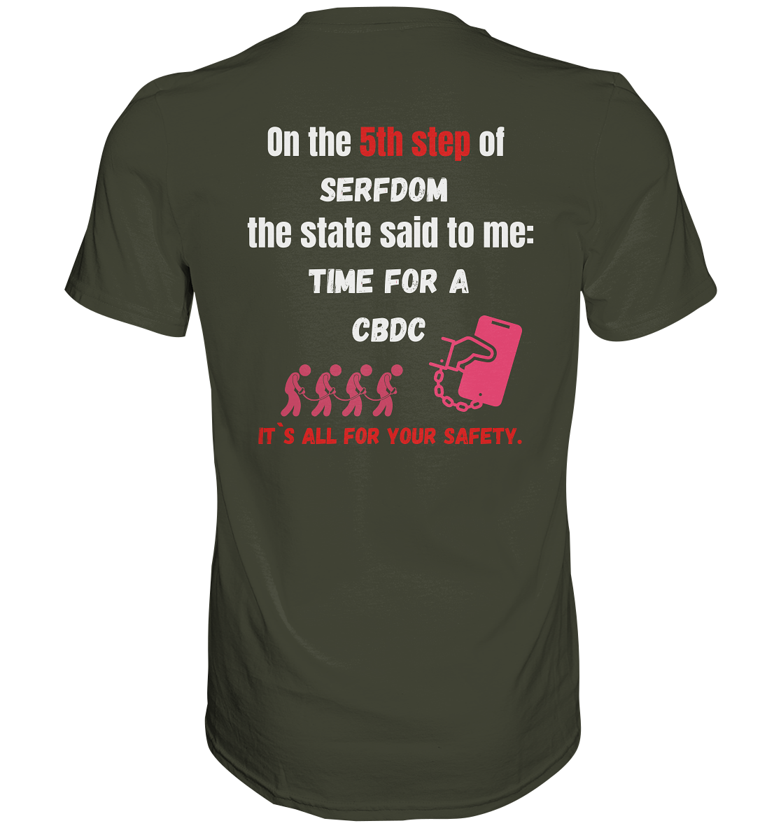 5th step of serfdom the state said to me: TIME FOR A CBDC # RÜCKENDRUCK # (Ladies Collection 21% Rabatt bis zum Halving 2024) - Premium Shirt