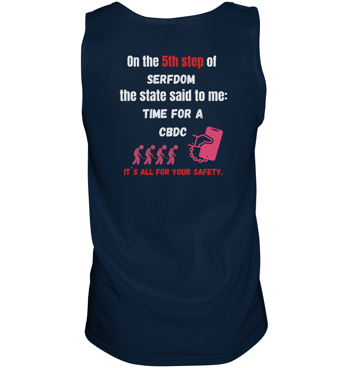 5th step of serfdom - TIME FOR A CBDC - RÜCKENDRUCK (Herren, Men) - Tank-Top