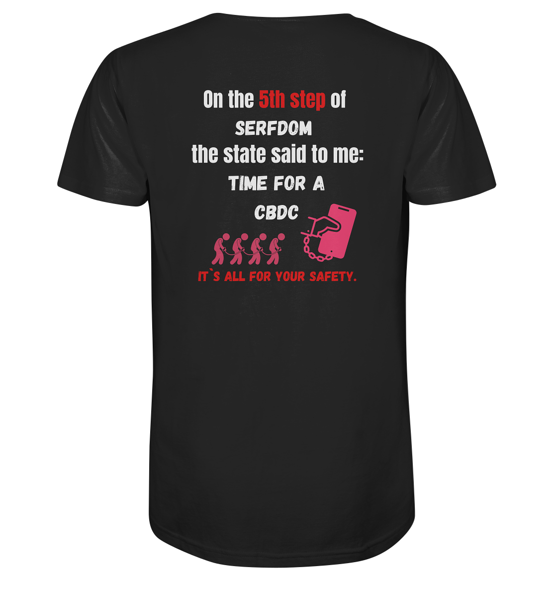 5th step of serfdom - TIME FOR A CBDC - RÜCKENDRUCK (Herren, Men) - V-Neck Shirt