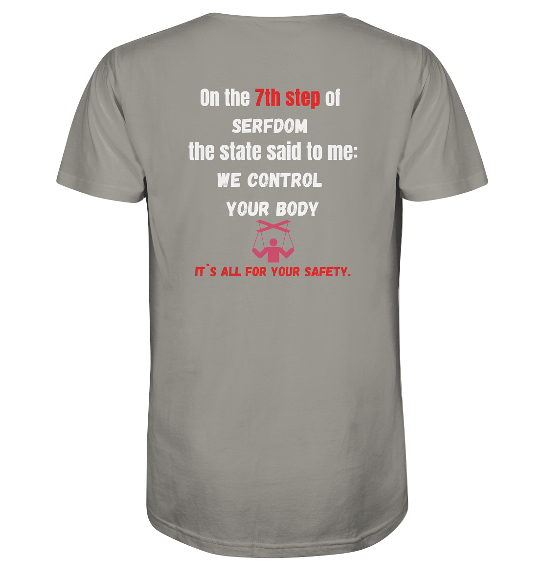 7th step of serfdom - WE CONTROL YOUR BODY - RÜCKENDRUCK (Herren, Men) - V-Neck Shirt