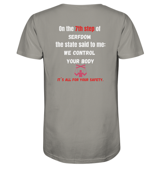 7th step of serfdom - WE CONTROL YOUR BODY - RÜCKENDRUCK (Herren, Men) - V-Neck Shirt