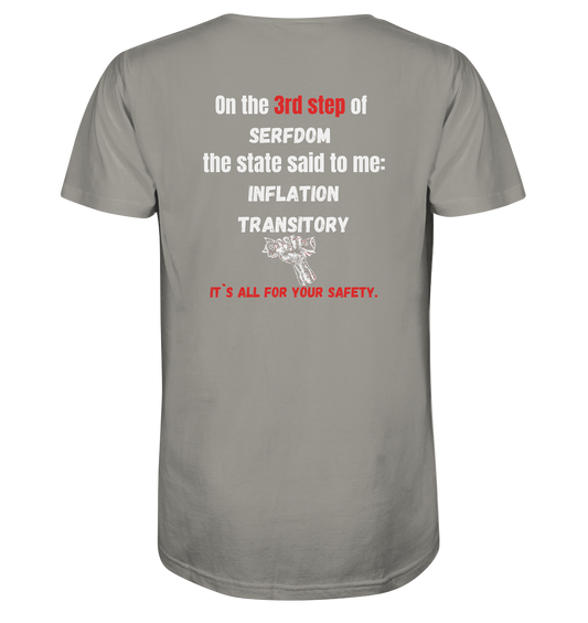 3rd step of serfdom - INFLATION TRANSITORY - RÜCKENDRUCK (Herren, Men)  - V-Neck Shirt