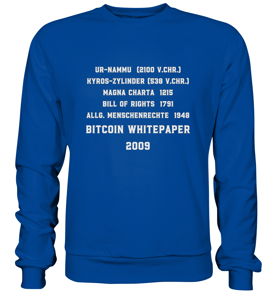 Wichtigste Dokumente der Welt bis zum BITCOIN Whitepaper (2009) - Basic Sweatshirt
